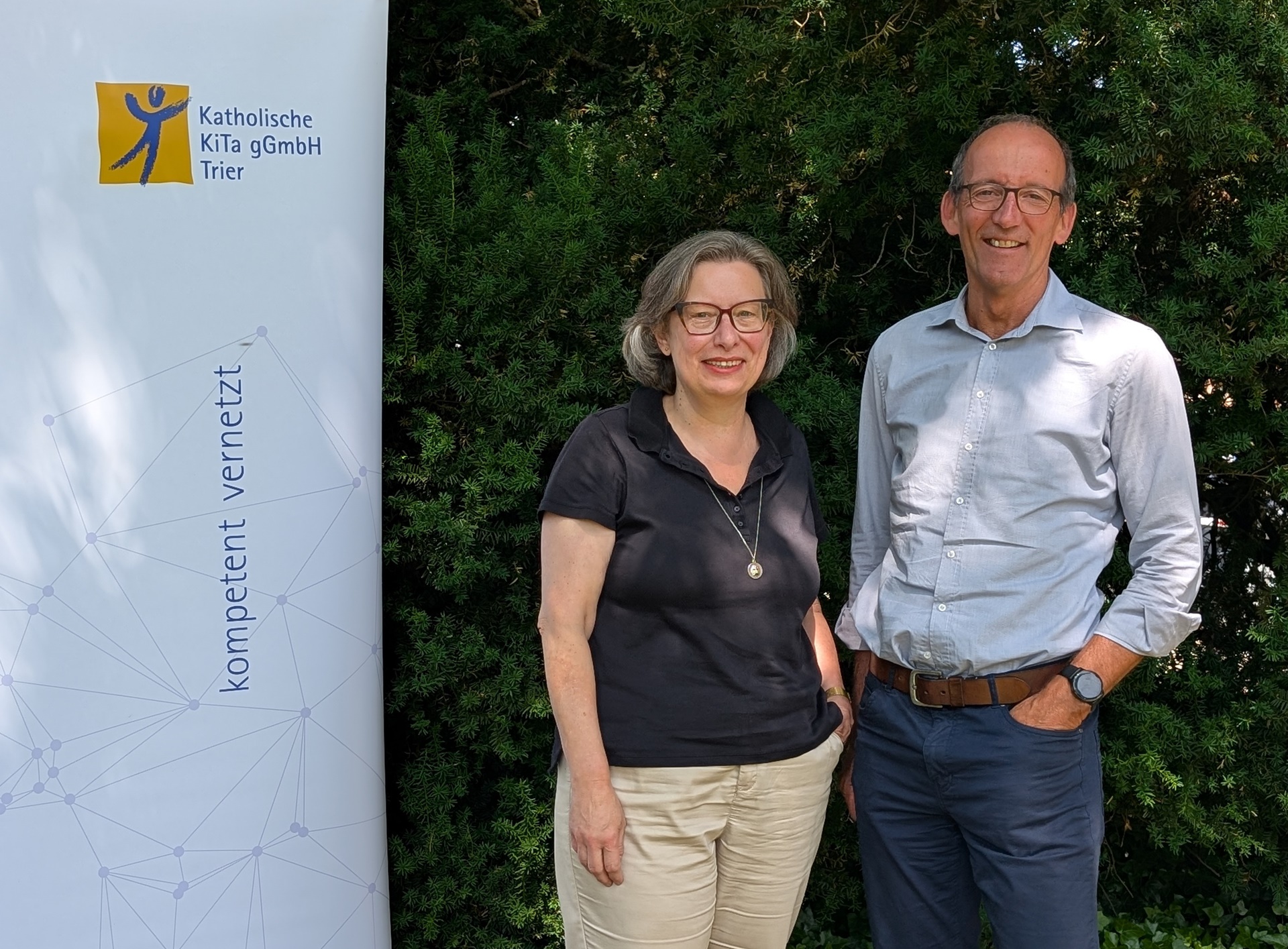 Die Geschäftsführung der katholischen KiTa gGmbH Trier: Cordula Scheich & Konrad Berg.