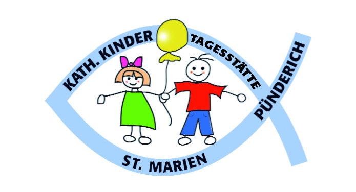 Logo der Kita mit Fisch und 2 gezeichneten Kindern mit Luftballon (c) Katholische KiTa gGmbH Trier Logo der Kita mit Fisch und 2 gezeichneten Kindern mit Luftballon