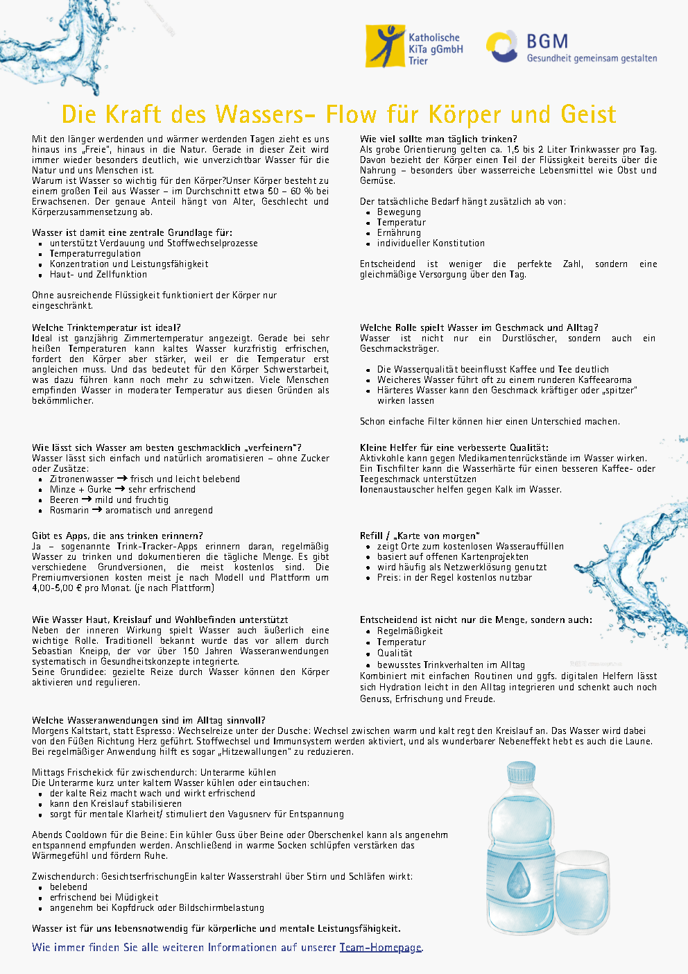Gesundheitsinformation Kraft der Wassers 07/26 (c) Katholische KiTa gGmbH Trier Gesundheitsinformation Kraft der Wassers 07/26