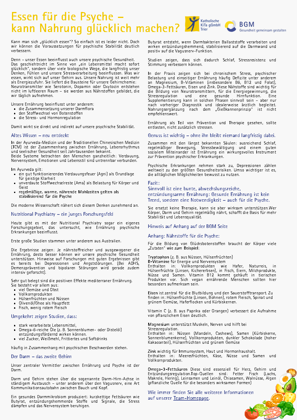 Gesundheitsinformation Essen für die Psyche 10/26 (c) Katholische KiTa gGmbH Trier Gesundheitsinformation Essen für die Psyche 10/26